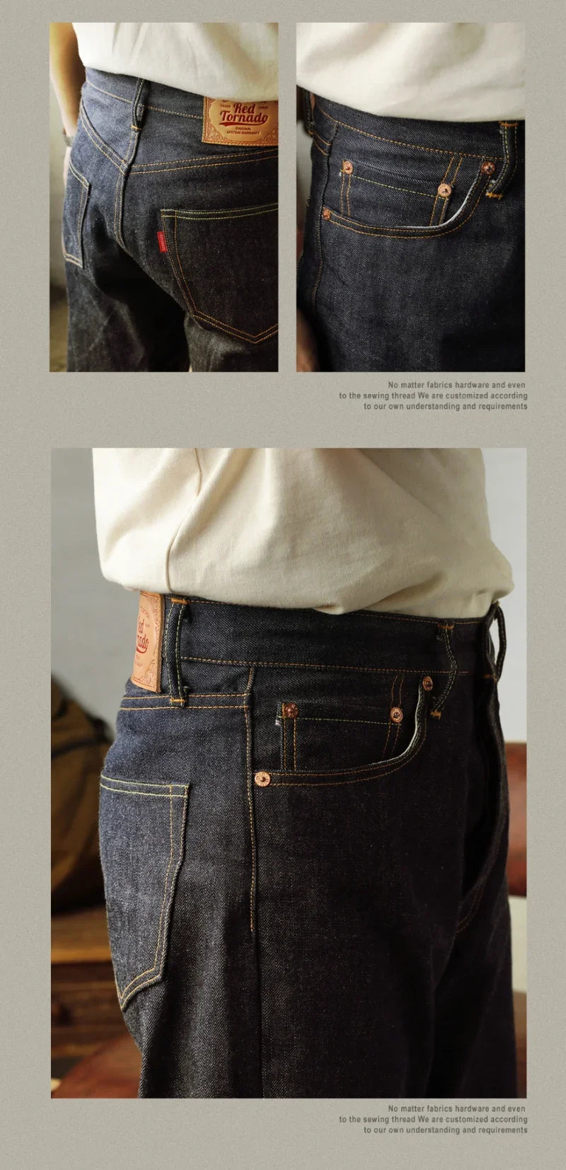 Red Tornado 55501 Men’s Jeans – Relaxed Straight Fit Raw Selvedge Denim Amekaji Style Pants