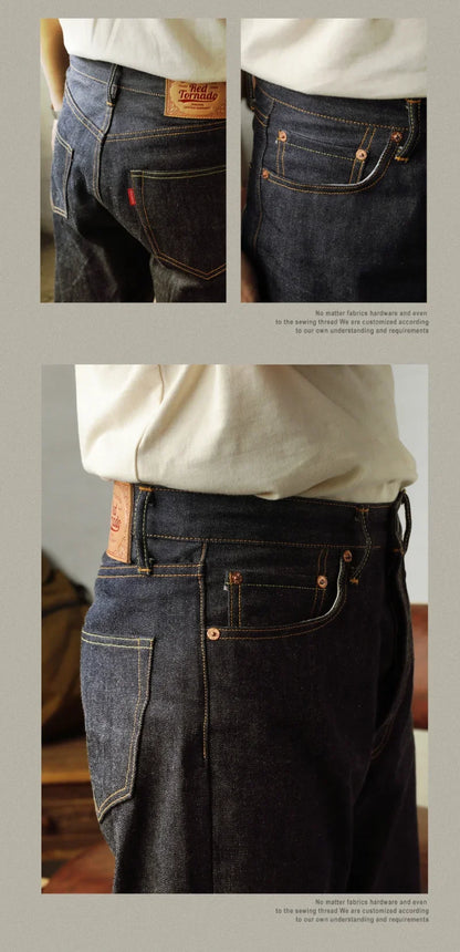 Red Tornado 55501 Men’s Jeans – Relaxed Straight Fit Raw Selvedge Denim Amekaji Style Pants