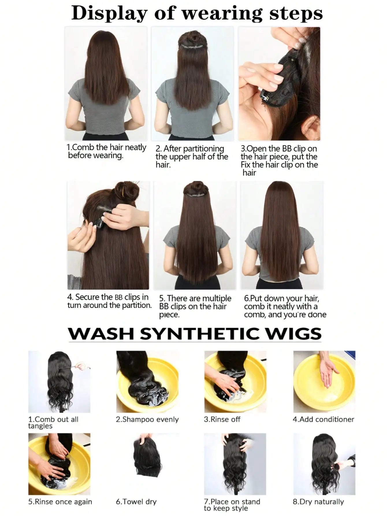 Clip-In Hair Extensions – Thick, Long Lace Weft Lightweight Synthetic Hairpieces for Women