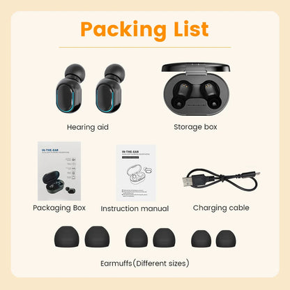 Rechargeable Invisible Hearing Aids for Elderly – Mini Wireless ITE Sound Amplifier Listening Device