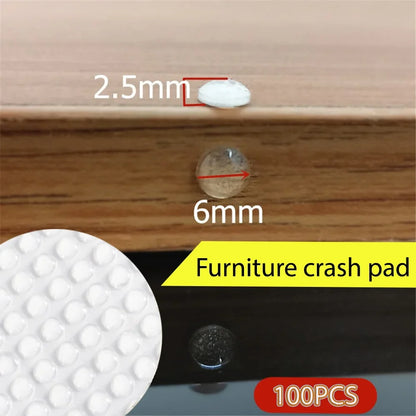 100Pcs Self-Adhesive Door Stoppers – Rubber Damper Buffers, Silicone Furniture Pads, Cabinet Cushions & Protective Pads