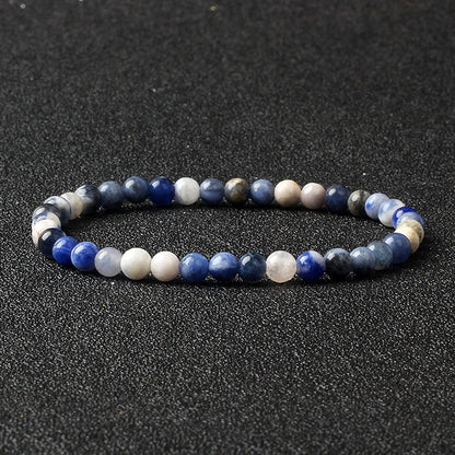 4mm Natural Stone Bead Stretch Bracelet for Men & Women – Agate Lava Handmade Reiki Crystal Jewelry
