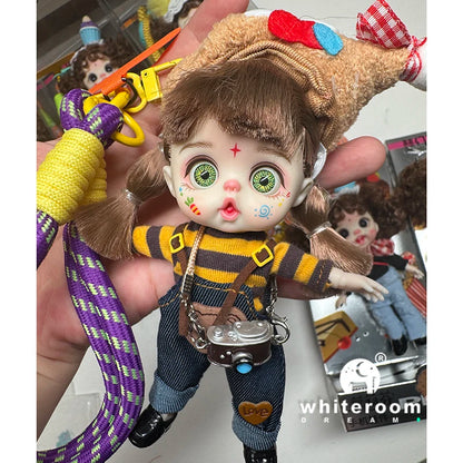 Mini Labbu Pocket Doll – Jointed Blythe-Style Boy & Girl Doll for Girls, Rainbow Ball Mobile Phone Decoration