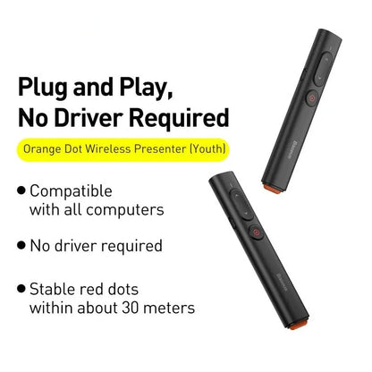 Baseus Wireless Presenter with USB Pointer - Infrared Remote Control Pen for Projector Powerpoint Slide and PPT Page Turning