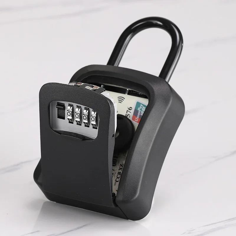 4 Digit Code Key Box – Waterproof Outdoor Password-Protected Storage with Steel Wire Hook for Key Hanging and Security