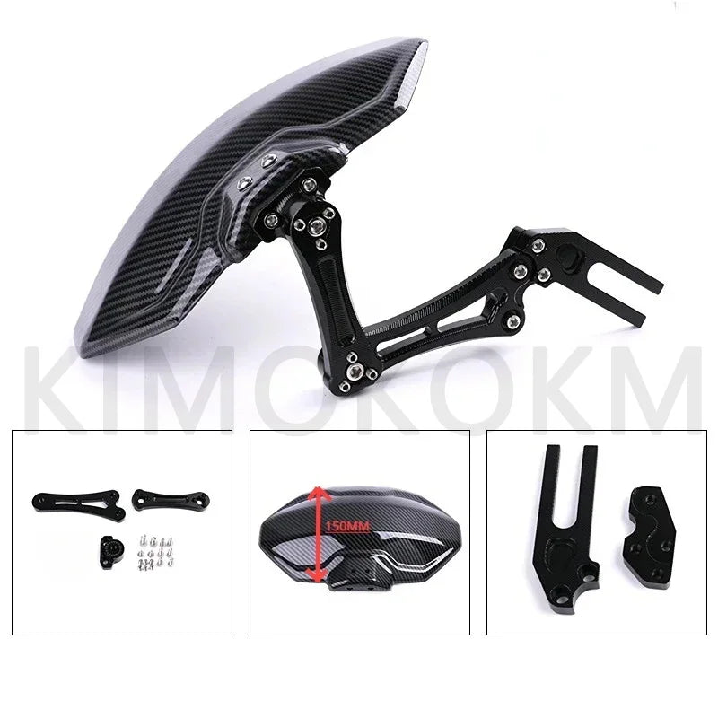 Adjustable Motorcycle & Bike Rear Wheel Fender Mudguard, Imitation Carbon Fiber Aluminum Alloy, Universal Extender Accessory