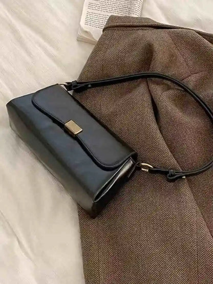 Retro Underarm Bag for Women – New Autumn Winter Fashion, Solid Color PU Leather Handbag, Casual Commuter Single Shoulder Bag