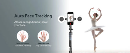 Smartphone Selfie Stick Gimbal Stabilizer – Anti-Shake Pan-Tilt Tripod with Bluetooth Remote & AI Follow