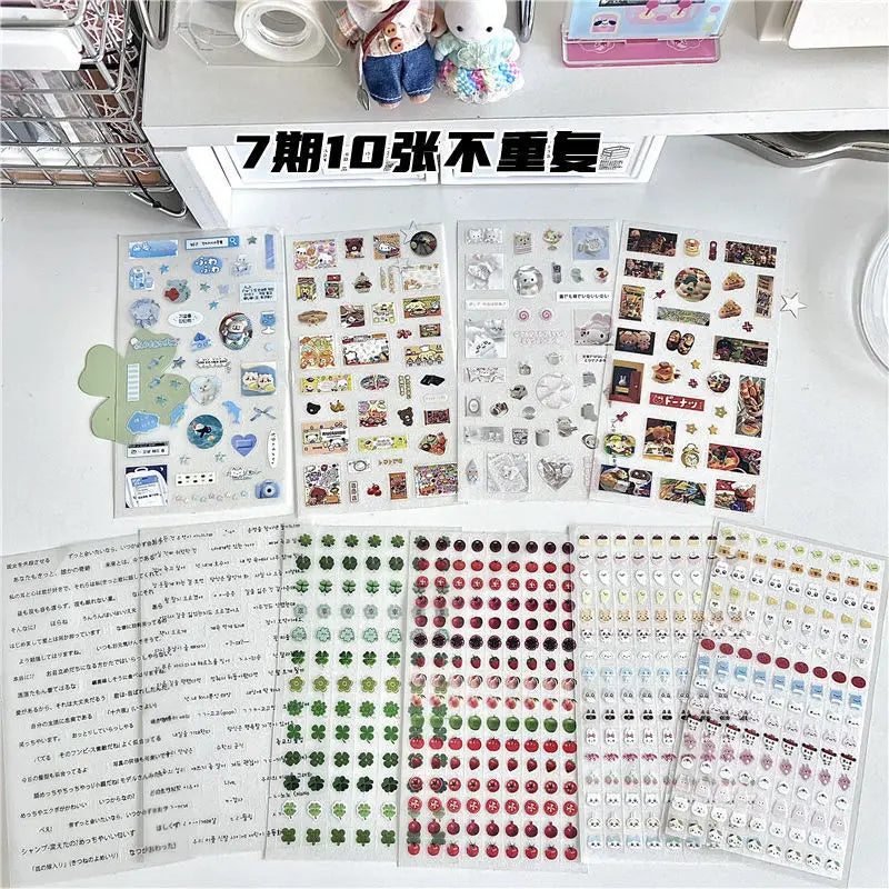 6pcs/10pcs Y2K Glitter Laser Stickers – Cute Random Phone, Camera, Luggage & Journal Stickers, Kawaii Decoration Gift