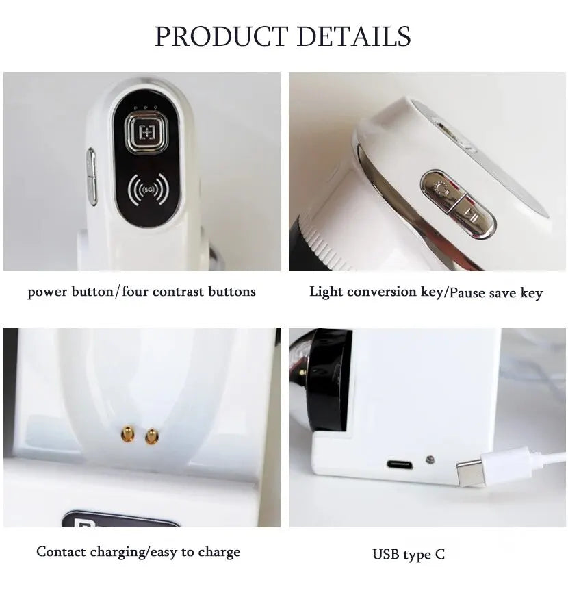 New WiFi HD 5G Scalp & Skin Hair Follicle Detector - Professional 50X/200X Rechargeable UV Skin Analyzer Magnifier