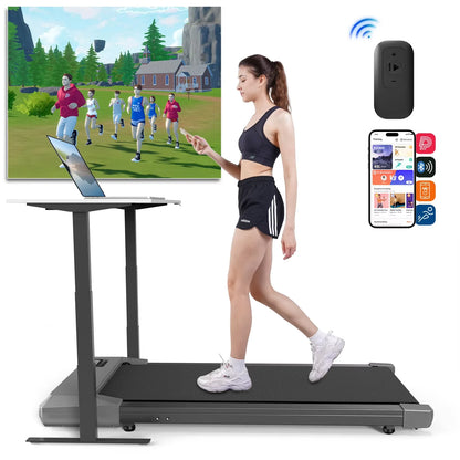 2-in-1 Run & Walking Pad – Small Under-Desk Treadmill for Home & Office, Quiet 45dB Portable Mini Treadmill with LED Display