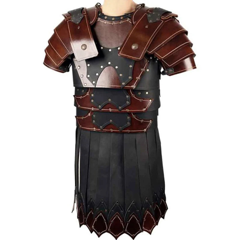 Medieval Greek & Roman Gladiator Armor – PU Leather Cuirass Shoulder & Chest Plate for Viking Warrior, Knight Cosplay & LARP Costume