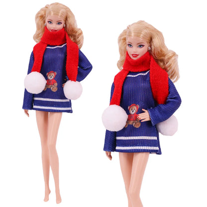 Doll Christmas Sweater & Scarf – 11.8 Inch 1/6 BJD Doll Clothes Accessories for Girls