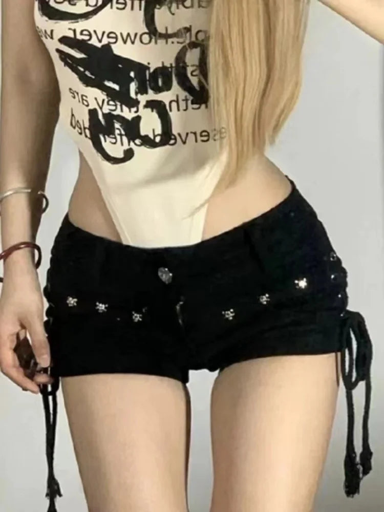 Women’s Skinny Lace-Up Shorts — Popular Streetwear Daily Holiday Fashion Sexy American Retro Leisure