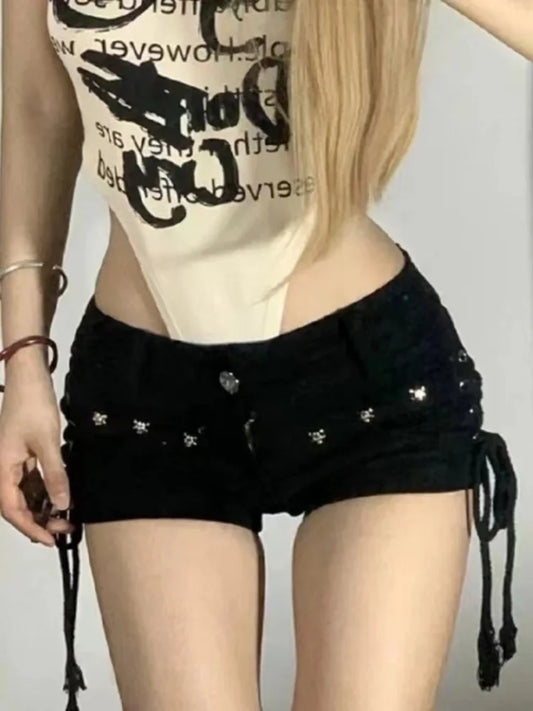 Women’s Skinny Lace-Up Shorts — Popular Streetwear Daily Holiday Fashion Sexy American Retro Leisure