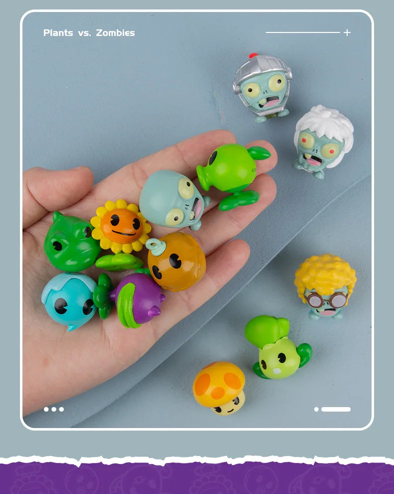 Plants vs Zombies Q Version Mini Figures – Random 4-Style Plant & Zombie Toys for Collection