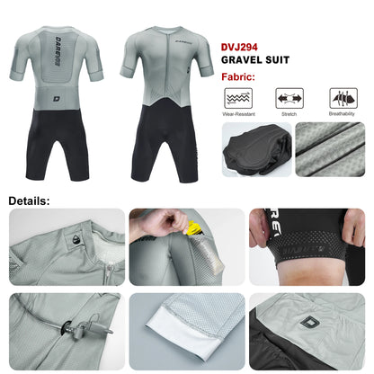 DAREVIE Cycling Set - Gravel Skinsuit with 6 Pockets, 2L+ Capacity & Seamless Anti-Slip Leg Grippers