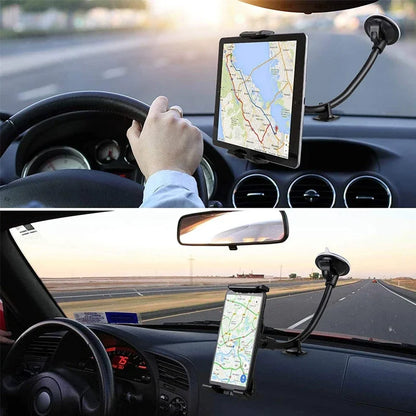 Universal Tablet & Phone Car Mount — Long Arm Windshield Stand for 4–13.5” iPhone, iPad, GPS