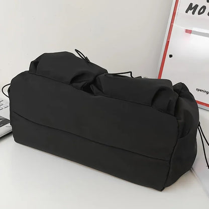 Women’s Fashion Crossbody Bag with Drawstring Detail – Spacious Zipper Shoulder Purse with Stylish Bag Charm