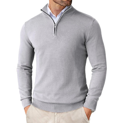 Men's Quarter Zip Sweater - Slim Fit Lightweight Mock Neck Knitted Pullover Casual Outdoor Streetwear Top