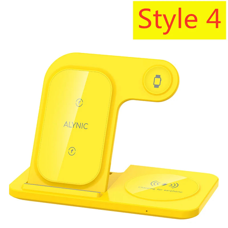 200W 3-in-1 Wireless Charging Stand – Foldable Fast Charging Dock for iPhone 16-8, Apple Watch & AirPods