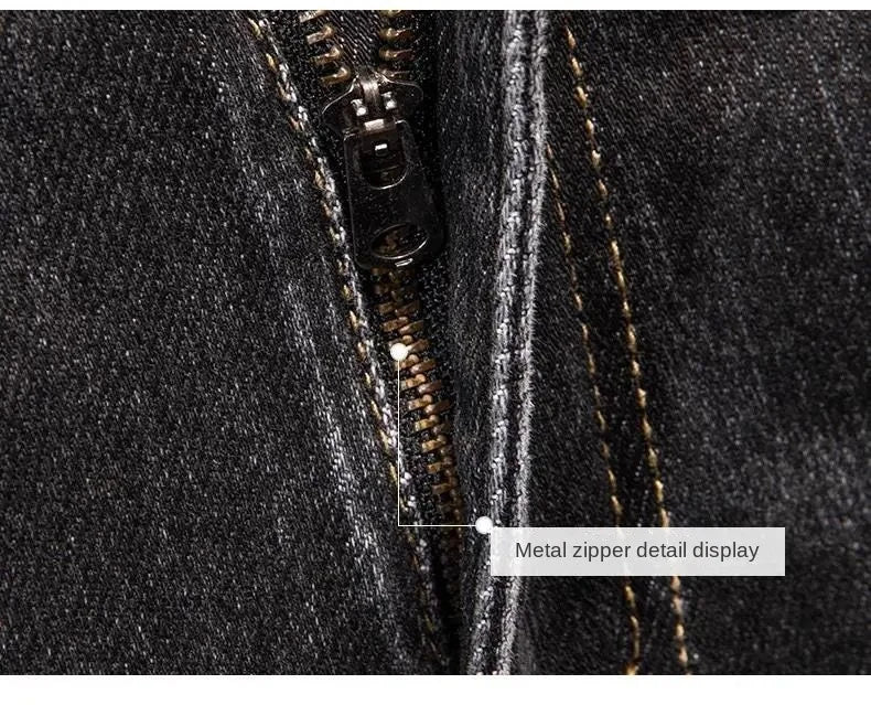 Luxury Korean Streetwear Slim Fit Denim Jeans – Punk Style with 3D Embroidery for Spring & Autumn