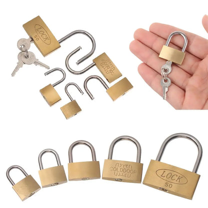 Copper Padlock Small Locks – Luggage, Case, Locker Security with 3 Keys (20mm-50mm) for Home & Hardware Use