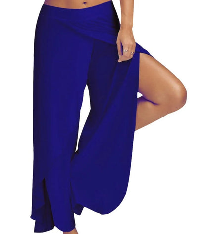 Women’s Plus Size Wide Leg Yoga Pants – Loose Fit Split Hem Dance & Fitness Trousers Elastic Waist Casual Summer Workout Wear