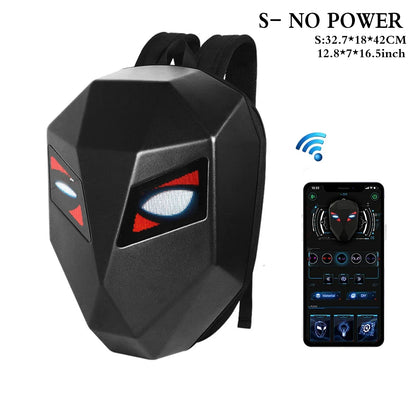 LOY LED Knight Cycling Backpack - Waterproof Motorcycle Helmet Bag with Bluetooth APP Control, Hard Shell Laptop Bag with LED Lights
