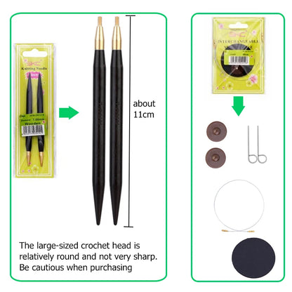 Sandalwood Handle Circular Knitting Needles — Double-Pointed Weaving Needles for DIY Sweaters, Hats & Crafts
