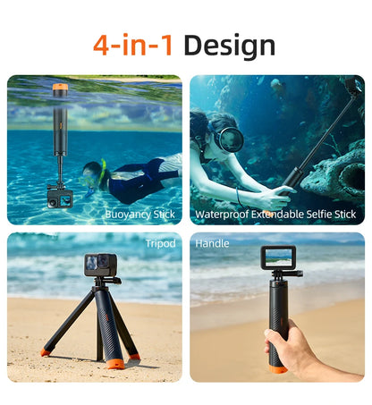 Telesin Underwater Buoyancy Diving Selfie Stick Tripod for GoPro, Insta360, DJI OSMO Action Cameras