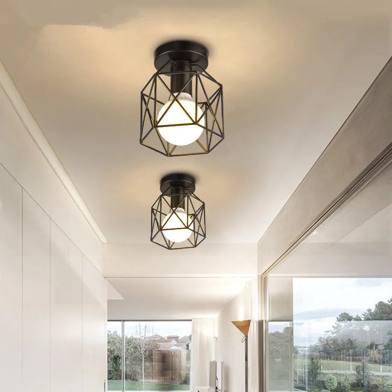 Elevate Your Space: Modern Nordic Black Wrought Iron E27 LED Ceiling Lights - Perfect for Kitchen, Living Room, Bedroom, Study, Balcony, Restaurant, Cafe, Hotel