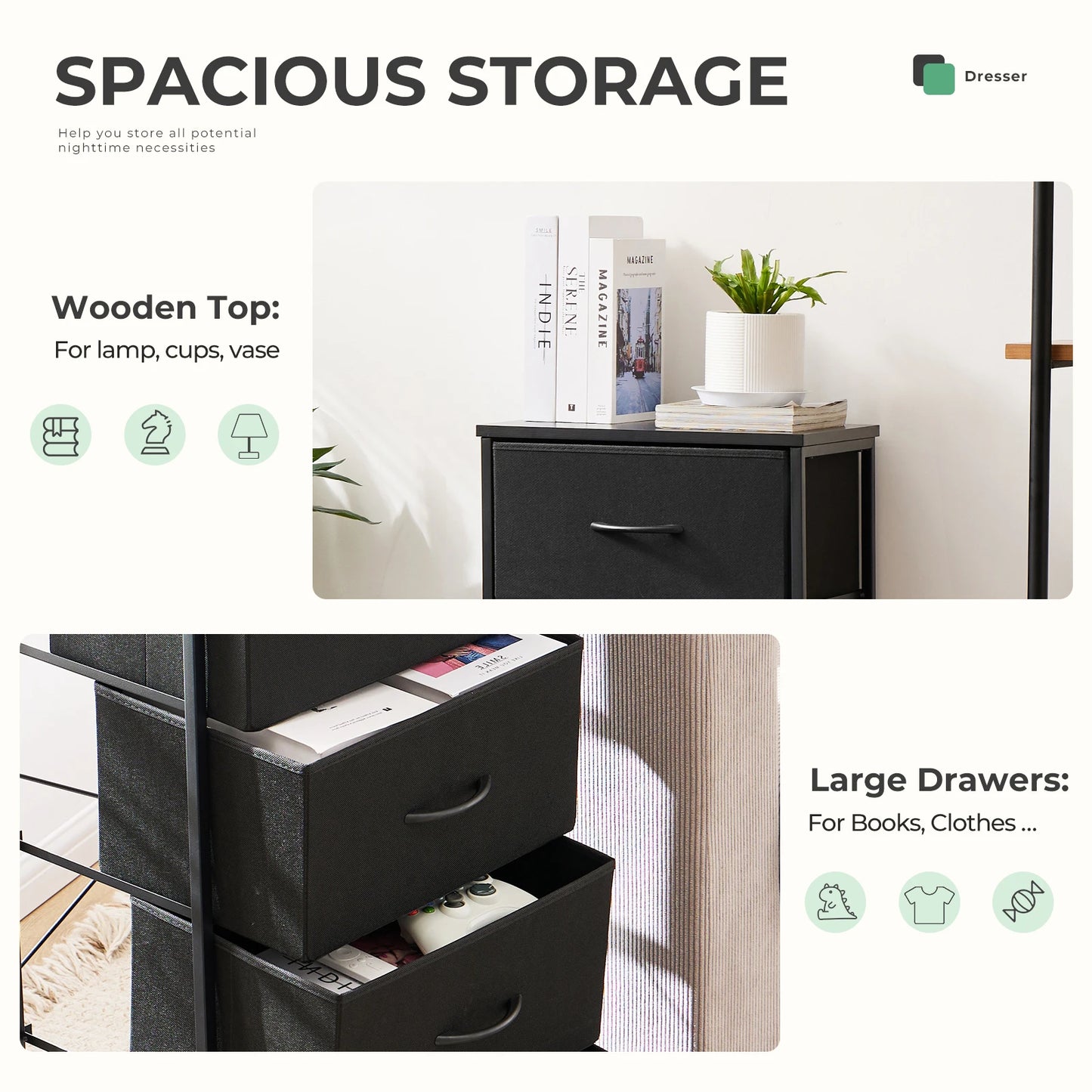4-Layer Fabric Living Room Cabinets – Steel Frame Wardrobe Closet for Clothes Storage