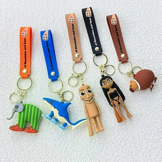 Italian Brainrot Cartoon Keychain – Funny Tung Tung Tung Anime PVC Key Ring Pendant Gift