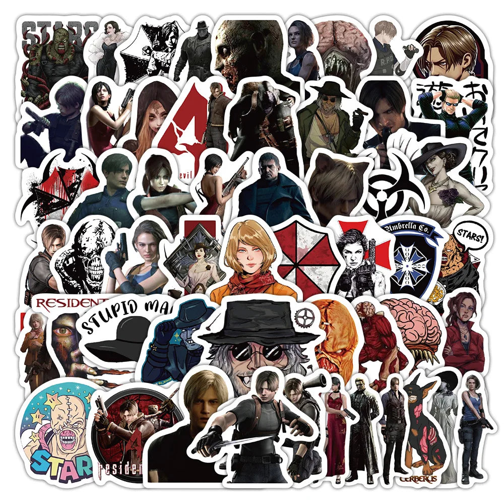 60-Piece Resident Evil Sticker Set - DIY Graffiti Decals for Phone Cases, Diaries, Scrapbooks and Creative Crafts