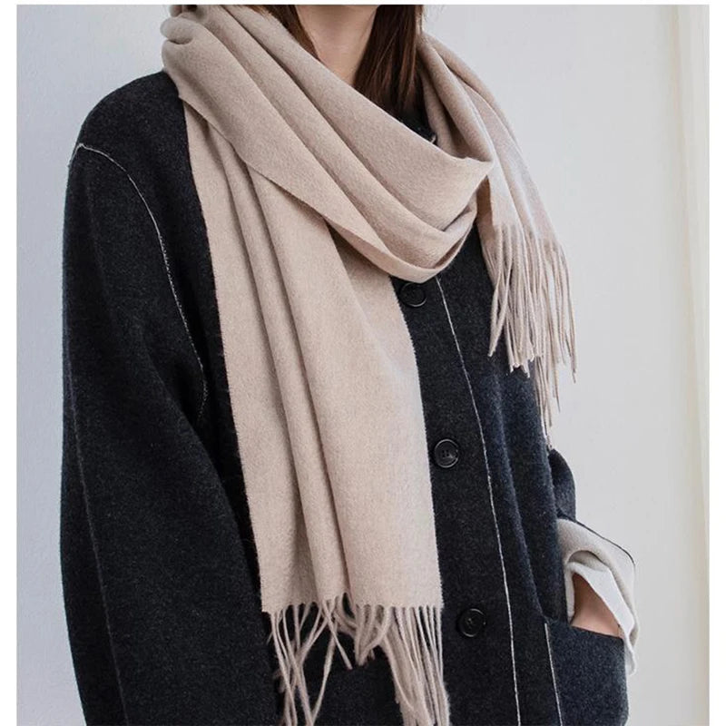 Solidlove Women’s Wool Winter Scarf – 100% Wool Cashmere Poncho Wrap, Fashionable Adult Scarf for Ladies