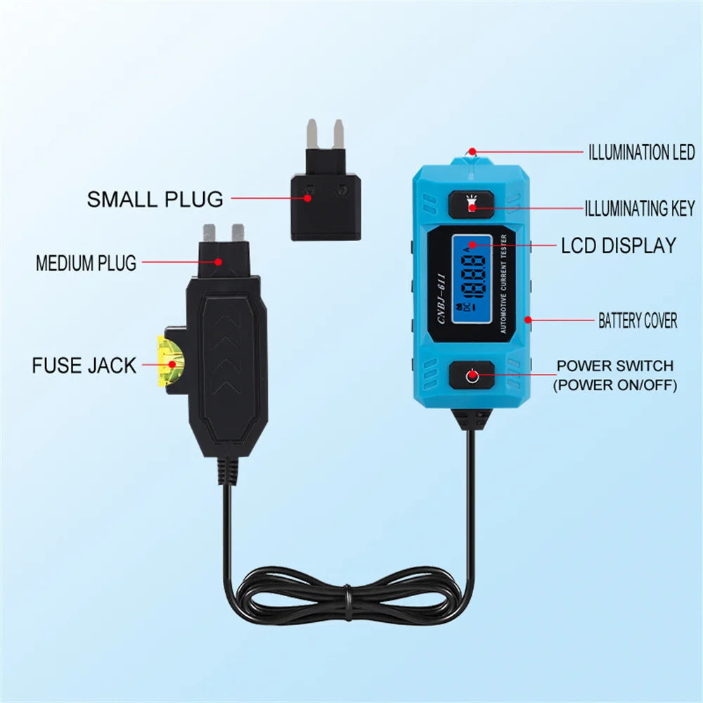 12V Automotive Circuit Tester - 0.01–19.99A Fuse Current Diagnostic & Electrical Repair Tool