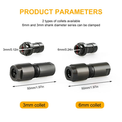 Universal Angle Grinder Modified Adapter - 6/3mm Chuck for Straight Grinder Conversion, M10 Thread, Grinding Cutter Compatibility