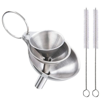 Stainless Steel Kitchen Funnel Set - Food-Grade Metal Funnels for Bottles, Spices & Oils