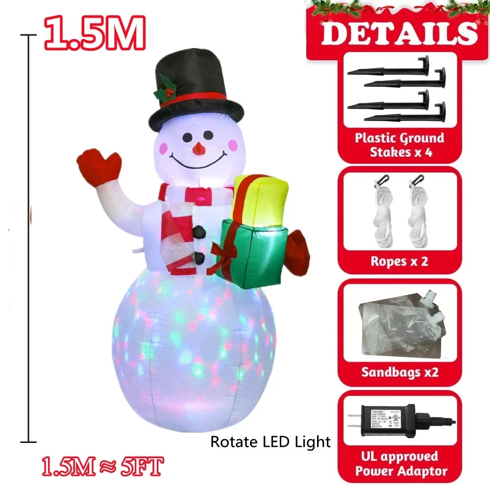 2.1M Inflatable Santa Claus Riding Polar Bear – LED Luminous Toy for Indoor and Outdoor Christmas Holiday Courtyard Decoration