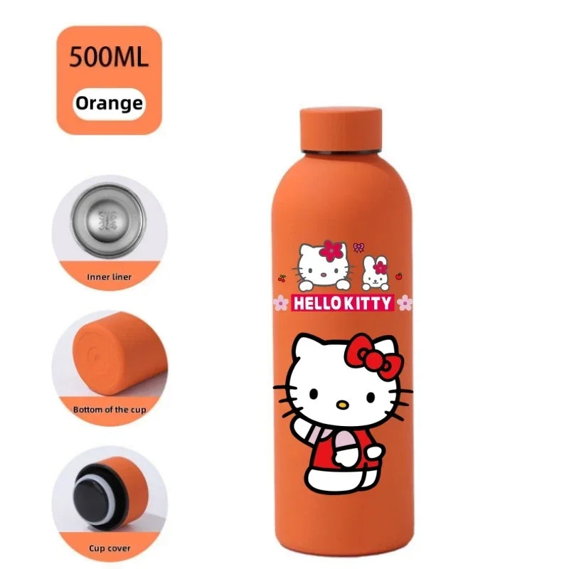 Sanrio Hello Kitty Insulated Sport Bottle — Double-Layer Stainless Steel Vacuum Cup, Small Mouth Coffee Bottle, Angel Color Frosted Finish