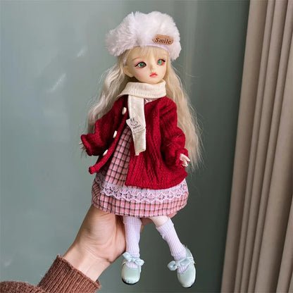 2025 Winter BJD Doll Clothes Set – 6-Point 30cm Doll Jacket & Dress Outfit