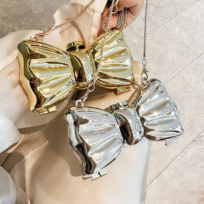 Luxury Mini Bowknot Evening Bag - Women's Chain Crossbody Handbag for Party & Wedding