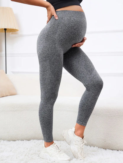 Elastic High Waist Maternity Leggings Skinny | Belly Support Postpartum Leggings Body Shaper | Fitness Trousers for Pregnant Women