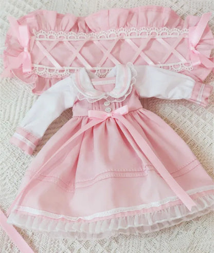 Blythe Doll Clothes – Wine Red & White Princess Dress with Lace for YMY, Licca, Azone OB24/OB27 Dolls