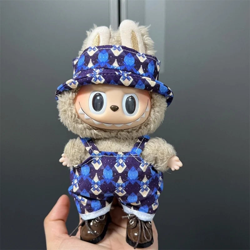 Cute Mini Plush Doll Clothes for 17cm Labubu – Various Overalls & Outfit Accessories