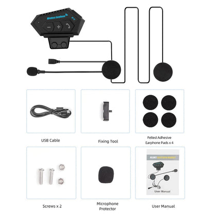 Wireless Motorcycle Helmet Headset Bluetooth 5.0 Earphones - Handsfree Stereo Earbud for Bike Riding