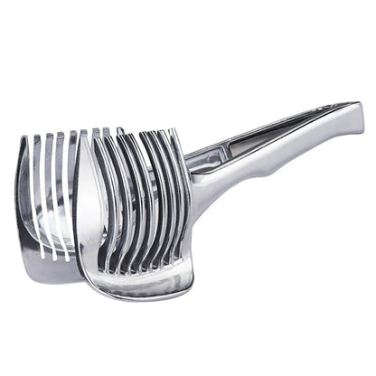 Stainless Steel Handheld Fruit and Vegetable Slicer - Orange, Lemon, Tomato and Onion Cutter Kitchen Accessory