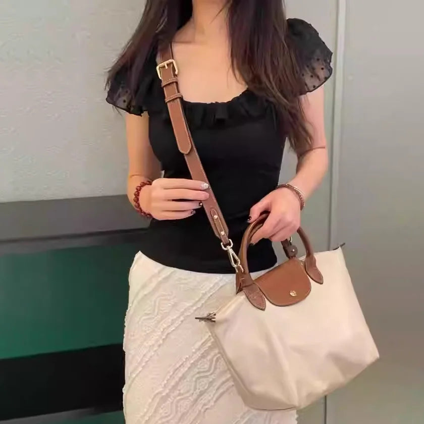 Leather Shoulder Strap for Longchamp Terra Bag - No-Punch Replacement Handle Strap Accessory