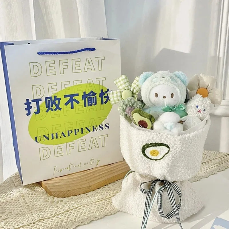 Sanrio Hello Kitty Plush Bouquet – Cute Cartoon Flowers with Cinnamoroll, Kuromi & My Melody Toys for Girls & Holiday Gifts